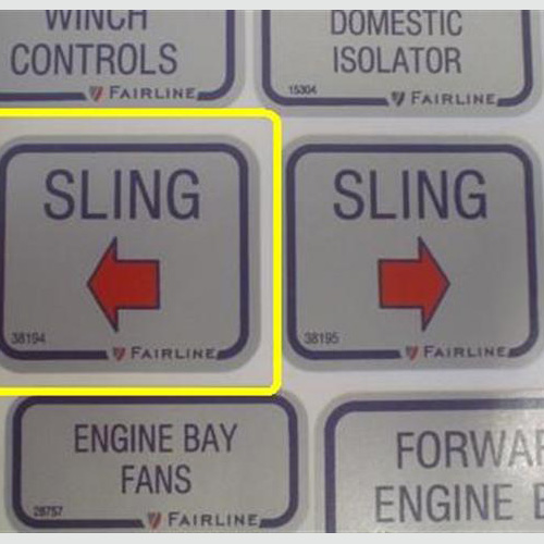 38194 BOAT SLING STICKER LEFT BATES WHARF MARINE SALES